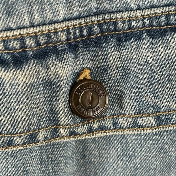 Vintage Solutions! Original Denim Jean Vest Corduroy Collar, Sz Small - Picture 10 of 16